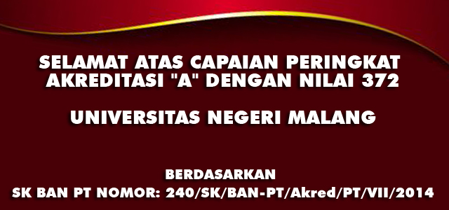 Selamat Atas Capaian Peringkat Akreditasi “A” Universitas Negeri Malang