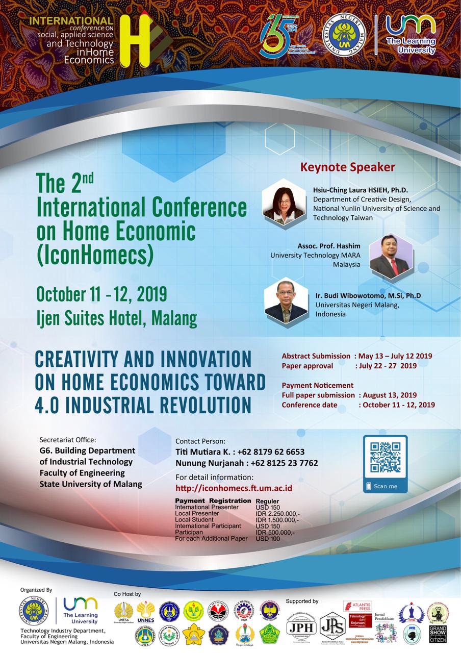 2nd International Conference on Social, Applied Science, and Technology in Home Economics (IconHomecs 2019) – Malang