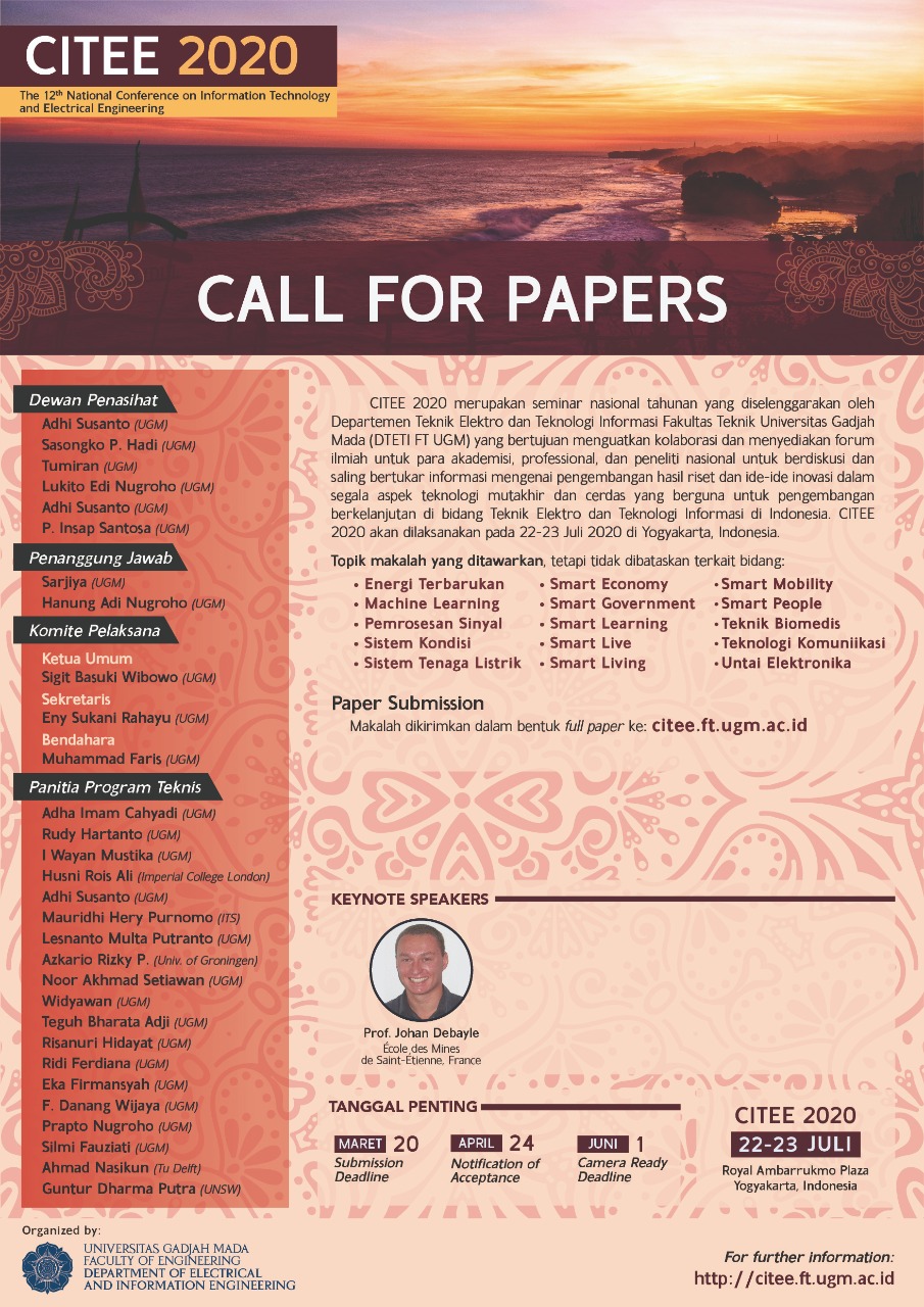 The 12th National Conference on Information Technology and Electrical Engineering (CITEE) 2020 – UGM