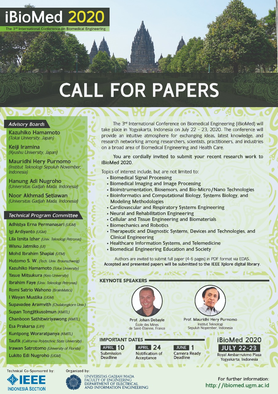 3rd The International Conference on Biomedical Engineering (IBIOMED) 2020 – UGM