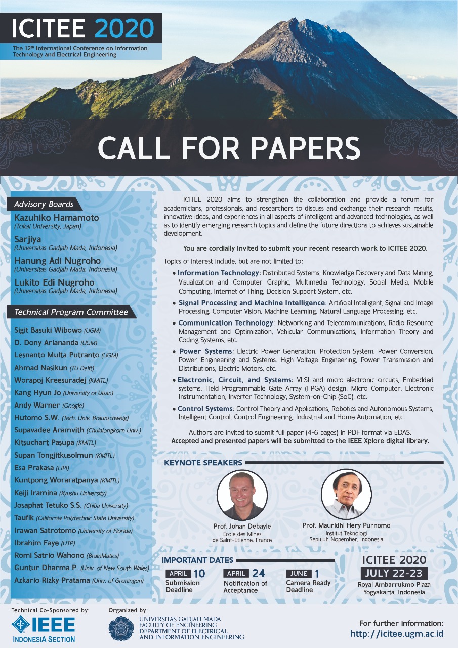 12th The International Conference on Information Technology and Electrical Engineering (ICITEE) 2020 – UGM
