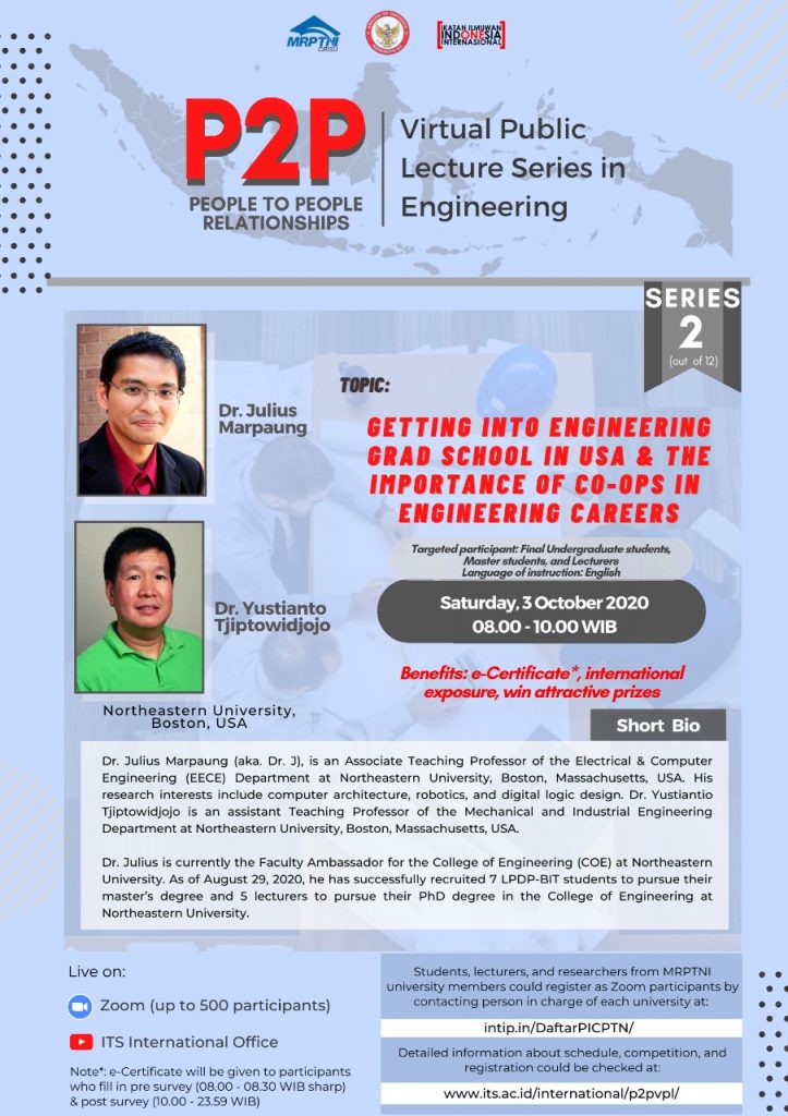 Getting into Engineering Grad School in USA & The Importance of Co-ops in Engineering Careers – Virtual Public Lectures (VPLs) in Engineering