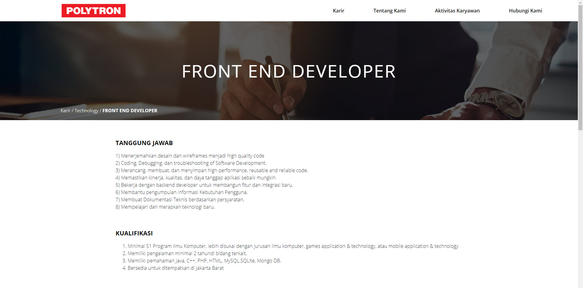 Game Artist, Front End Developer PT. Polytron