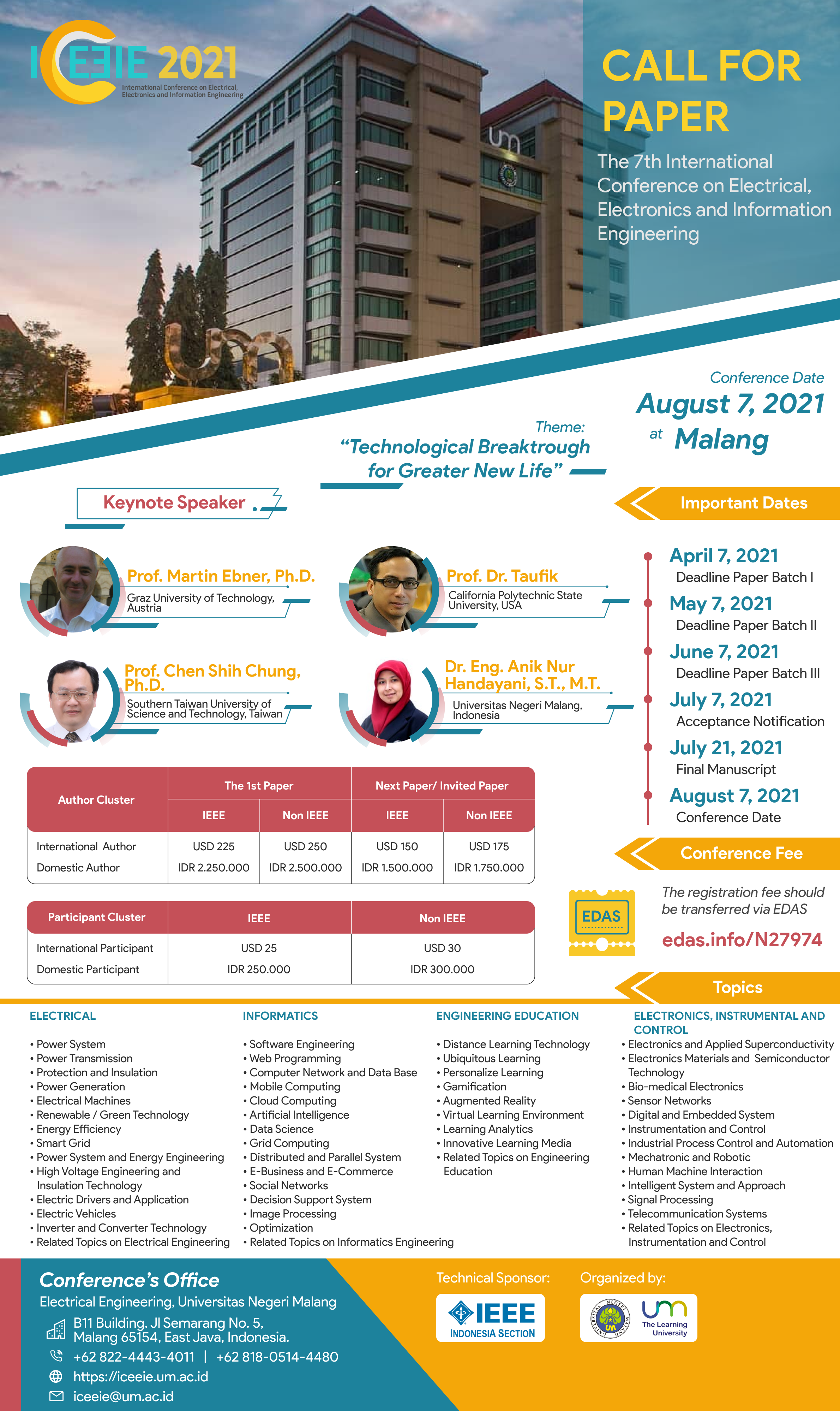 The 7th International Conference On Electrical, Electronics And Information Engineering (ICEEIE) 2021