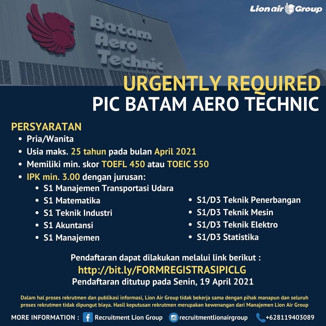 PIC Batam Aero Technic | Lion Air Group