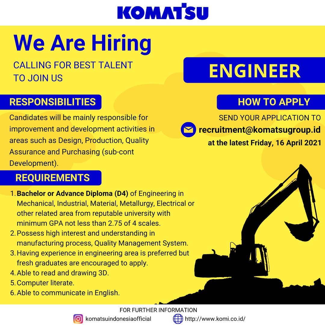 Administration Staff, Engineer | PT. Komatsu Indonesia