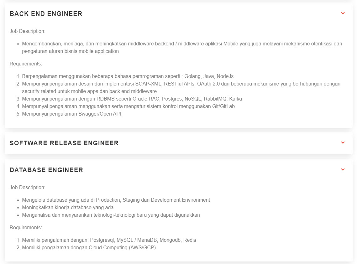 Database Engineer, Back End Engineer | PT. Fintek Karya Nusantara (LinkAja)