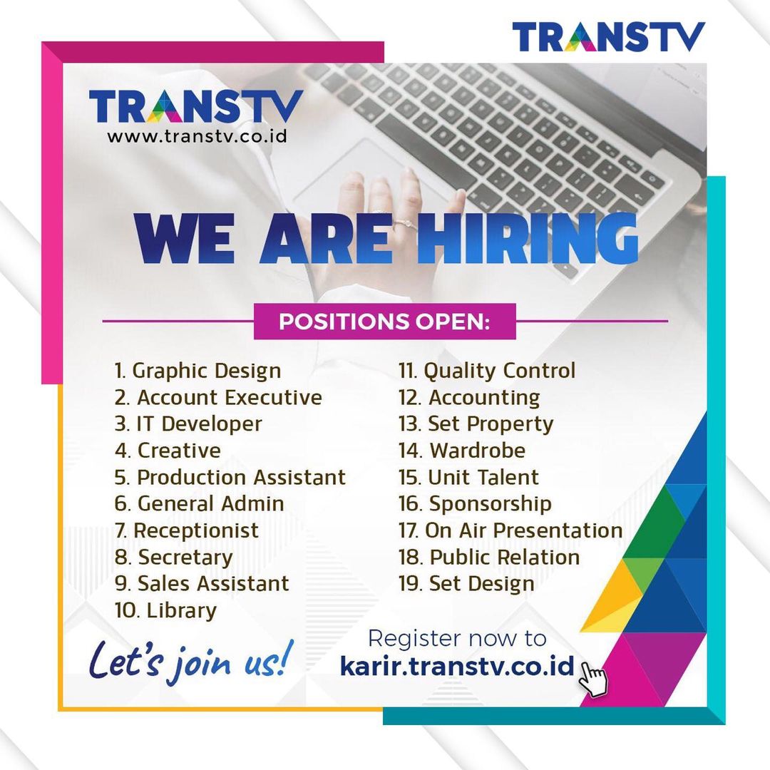 Graphic Design, IT Developer, Accounting | PT Televisi Transformasi Indonesia