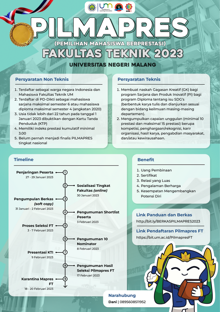 Pemilihan Mahasiswa Berprestasi Fakultas Teknik Universitas Negeri Malang 2023